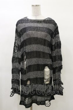 画像1: KILL STAR / Abyss Knit Sweater S 黒×シルバーグレー H-25-03-12-045-SL-TO-KB-ZI
