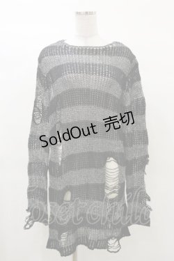 画像1: KILL STAR / Abyss Knit Sweater S 黒×シルバーグレー H-25-03-12-045-SL-TO-KB-ZI