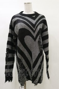 画像1: KILL STAR / Libi Sweater S 黒×シルバーグレー H-25-03-12-046-SL-TO-KB-ZH