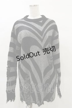 画像1: KILL STAR / Libi Sweater S 黒×シルバーグレー H-25-03-12-047-SL-TO-KB-ZI