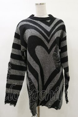 画像1: KILL STAR / Libi Sweater S 黒×シルバーグレー H-25-03-12-048-SL-TO-KB-ZI