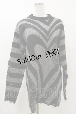 画像1: KILL STAR / Libi Sweater S 黒×シルバーグレー H-25-03-12-048-SL-TO-KB-ZI