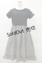MILK / Back ribbonギンガムワンピ  ブラック×ブラックギンガム H-25-03-12-062-ML-OP-KB-ZH