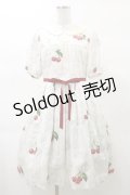 Leur Getter / Tea Cup Cherry袖付きワンピース M オフ白 H-25-03-12-073-LU-OP-KB-ZH