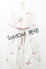 Leur Getter / Tea Cup Cherry袖付きワンピース M オフ白 H-25-03-12-073-LU-OP-KB-ZH