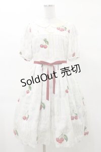 Leur Getter / Tea Cup Cherry袖付きワンピース M オフ白 H-25-03-12-073-LU-OP-KB-ZH
