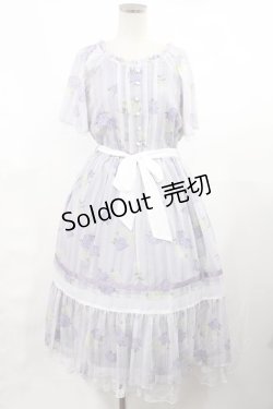 画像1: axes femme / 紫陽花シフォンワンピース M ラベンダー H-25-03-12-1009-AX-OP-NS-ZH