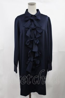 画像1: Maison de FLEUR Petite Robe / フロントリボンドレス M ネイビー H-25-03-12-1017-EL-OP-NS-ZH
