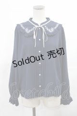 axes femme / ブーケ刺繍フリル襟ブラウス M ネイビー H-25-03-12-1022-AX-BL-NS-ZH