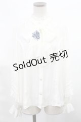axes femme kawaii / クラシックローズ刺繍ブラウス M オフ/ブルー H-25-03-12-1025-AX-BL-NS-ZH
