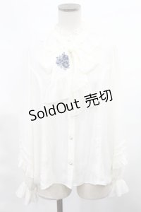 axes femme kawaii / クラシックローズ刺繍ブラウス M オフ/ブルー H-25-03-12-1025-AX-BL-NS-ZH
