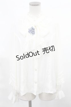 画像1: axes femme kawaii / クラシックローズ刺繍ブラウス M オフ/ブルー H-25-03-12-1025-AX-BL-NS-ZH