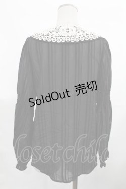 画像2: axes femme POETIQUE / レース襟ベロアストライプブラウス M ブラック H-25-03-12-1027-AX-BL-NS-ZH
