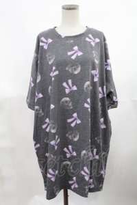 Jamie エーエヌケー / ドクロリボンプリントBigTe M ブラック H-25-03-12-1030-LO-OP-NS-ZH