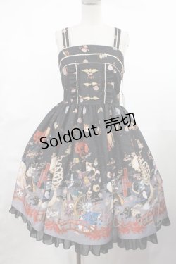 画像1: ALICE and the PIRATES / クリスの百鬼夜行〜宵に咲き誇る妖の華〜柄飾り釦付きジャンパースカート Free ブラック H-25-03-12-1003-PA-OP-NS-ZH
