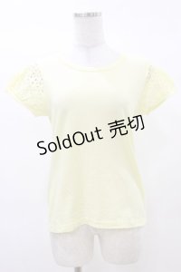 Leur Getter / 綿レース袖カットソー M イエロー H-25-03-12-025-LU-TO-KB-ZH