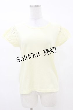 画像1: Leur Getter / 綿レース袖カットソー M イエロー H-25-03-12-025-LU-TO-KB-ZH