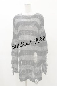 KILL STAR / Abyss Knit Sweater XS 黒×シルバーグレー H-25-03-12-042-SL-TO-KB-ZH