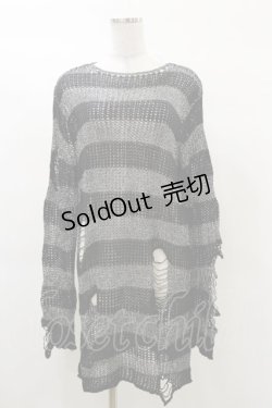 画像1: KILL STAR / Abyss Knit Sweater XS 黒×シルバーグレー H-25-03-12-043-SL-TO-KB-ZH