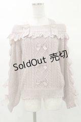 LIZ LISA / レースアップスリーブオフショルニット Free ピンク H-25-03-13-1053-LO-TO-NS-ZH