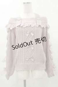 LIZ LISA / レースアップスリーブオフショルニット Free ピンク H-25-03-13-1053-LO-TO-NS-ZH