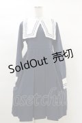 FLC / 皆方由衣コラボ/襟付きプリーツワンピース L ネイビー H-25-03-13-1070-LO-OP-NS-ZH