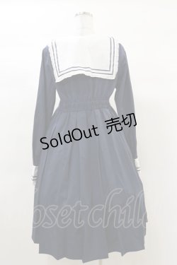 画像2: FLC / 皆方由衣コラボ/襟付きプリーツワンピース L ネイビー H-25-03-13-1070-LO-OP-NS-ZH