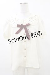 Amavel / 懐中時計刺繍入り配色リボンタイ付ブラウス Free アイボリー H-25-03-13-1036-CA-BL-NS-ZH