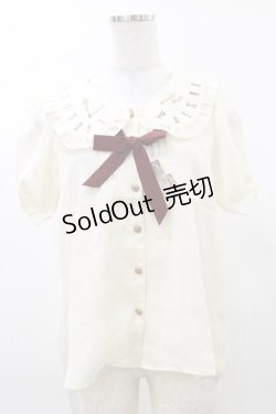 画像1: Amavel / 懐中時計刺繍入り配色リボンタイ付ブラウス Free アイボリー H-25-03-13-1036-CA-BL-NS-ZH
