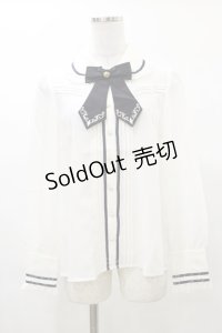 Amavel / 時計刺繍入りリボンタイブラウス Free オフ H-25-03-13-1037-CA-BL-NS-ZH