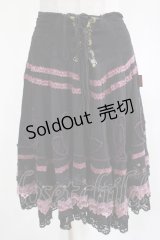 Ozz oneste / 刺繍レーススカート　  黒 H-25-03-13-011-OO-SK-KB-ZH