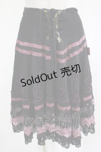 Ozz oneste / 刺繍レーススカート　  黒 H-25-03-13-011-OO-SK-KB-ZH