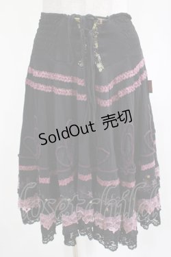 画像1: Ozz oneste / 刺繍レーススカート　  黒 H-25-03-13-011-OO-SK-KB-ZH