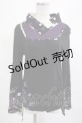 gouk / 着物衿ヨーク切替カットソー  黒×紫 H-25-03-13-016-GO-TO-KB-ZH