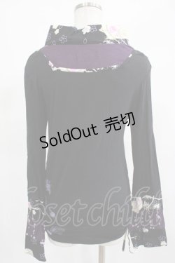画像2: gouk / 着物衿ヨーク切替カットソー  黒×紫 H-25-03-13-016-GO-TO-KB-ZH