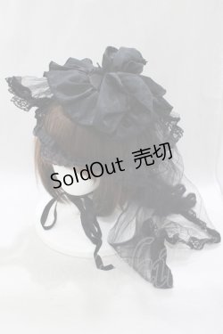 画像1: MARBLE / ベール付リボンボンネット  黒 H-25-03-13-027-GO-AC-KB-ZH
