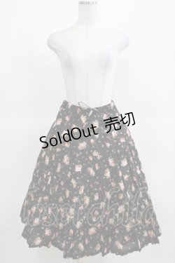画像1: PINK HOUSE / ローズプリントスカート Free ブラック H-25-03-14-030-LO-SK-NS-ZH