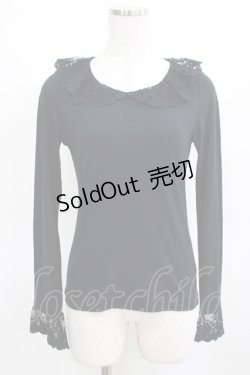 画像1: PINK HOUSE / チュール襟カットソー M ブラック H-25-03-14-045-LO-TO-NS-ZH