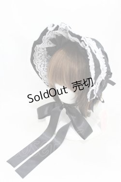 画像1: metamorphose / 無地ラッセルレースつきボンネット  ブラック H-25-03-14-1001-ME-AC-NS-ZH