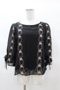an another angelus / 壁紙ローズ刺繍プルオーバーブラウス Free Black H-25-03-14-1055-CA-BL-NS-ZH