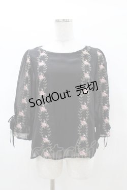 画像1: an another angelus / 壁紙ローズ刺繍プルオーバーブラウス Free Black H-25-03-14-1055-CA-BL-NS-ZH