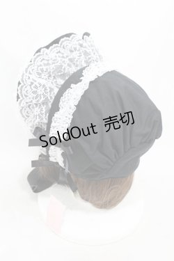 画像2: metamorphose / 無地ラッセルレースつきボンネット  ブラック H-25-03-14-1001-ME-AC-NS-ZH