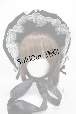 画像3: metamorphose / 無地ラッセルレースつきボンネット  ブラック H-25-03-14-1001-ME-AC-NS-ZH