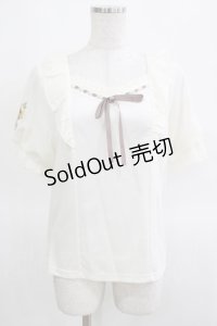 axes femme POETIQUE / ヒマワリ刺繍フリルカットプルオーバー M オフ H-25-03-14-063-AX-TO-NS-ZH