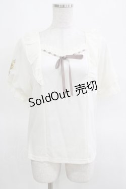 画像1: axes femme POETIQUE / ヒマワリ刺繍フリルカットプルオーバー M オフ H-25-03-14-063-AX-TO-NS-ZH