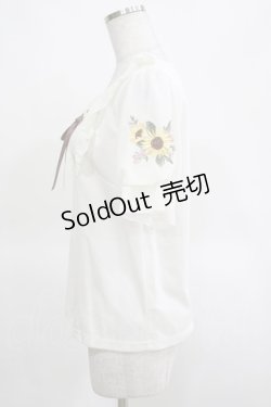 画像2: axes femme POETIQUE / ヒマワリ刺繍フリルカットプルオーバー M オフ H-25-03-14-063-AX-TO-NS-ZH
