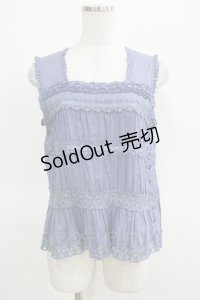 PINK HOUSE / ローズレースはしごリボンノースリーブブラウス Free ブルー H-25-03-14-067-LO-BL-NS-ZH