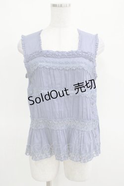 画像1: PINK HOUSE / ローズレースはしごリボンノースリーブブラウス Free ブルー H-25-03-14-067-LO-BL-NS-ZH