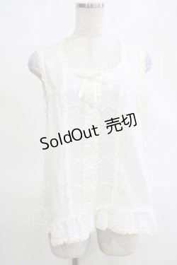画像1: PINK HOUSE / フリルノースリーブブラウス Free オフ H-25-03-14-068-LO-TO-NS-ZH