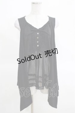 画像1: PINK HOUSE / ドットチュール切替カットベスト Free ブラック H-25-03-14-070-LO-TO-NS-ZH
